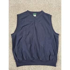 Outer Banks Golf Wind‎ Vest Men’s Sz L Navy Blue Pullover V Neck Nylon W Pockets